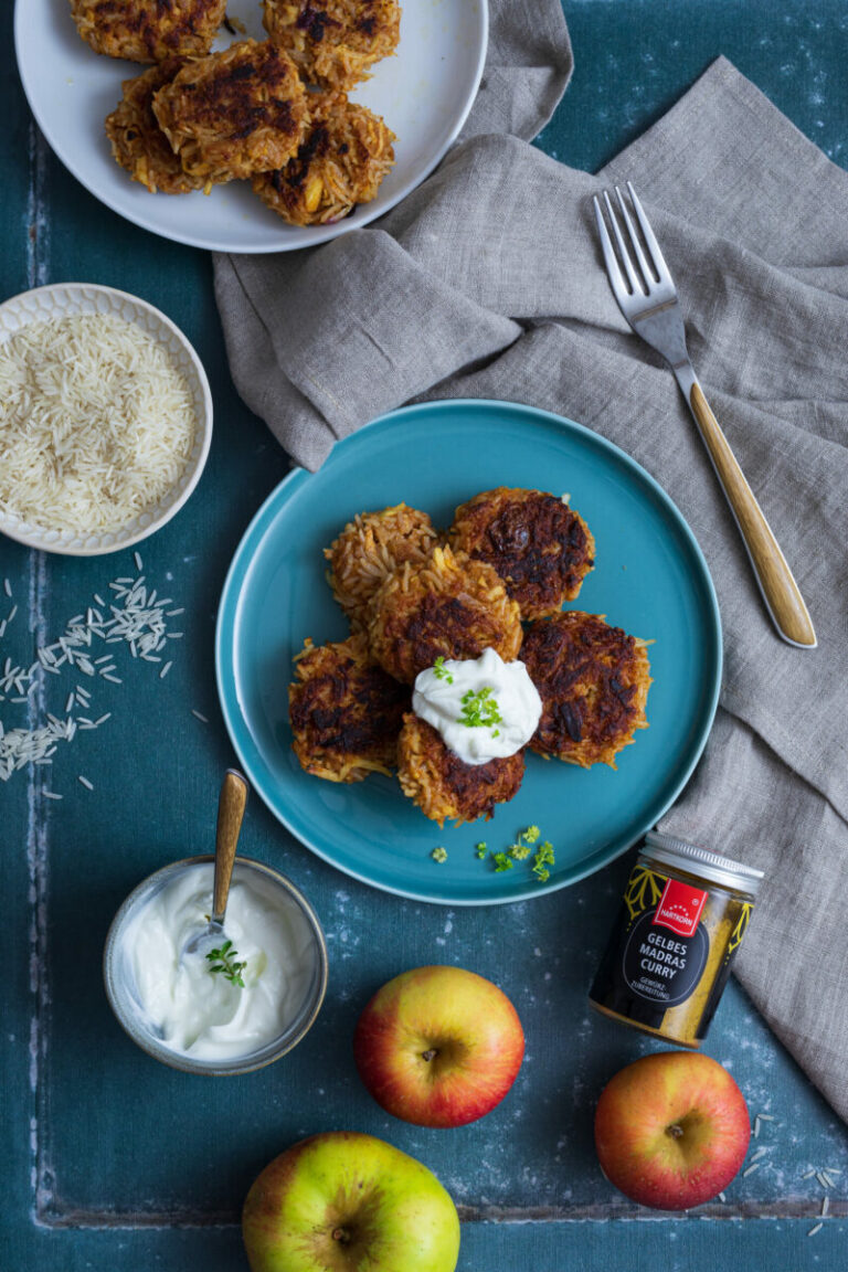 Apfel-Reis-Bratlinge mit Curry