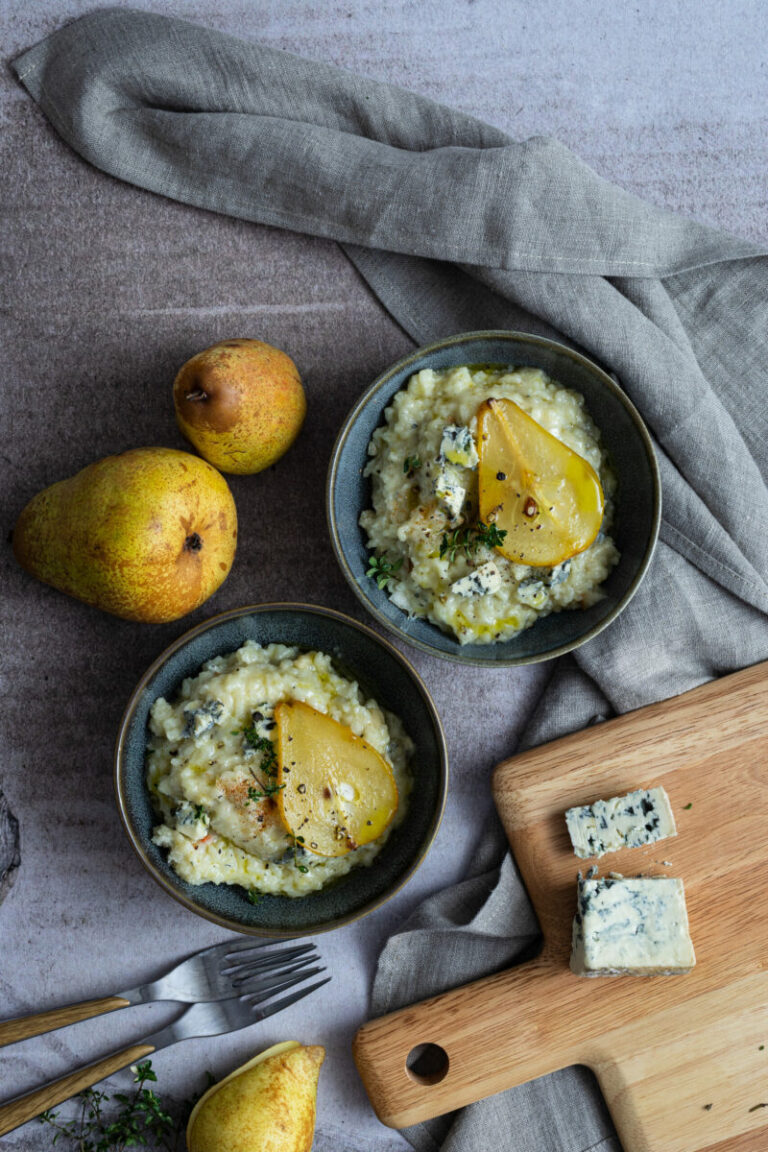 Risotto mit Blauschimmelkäse: Fruchtig cremig mit Birne