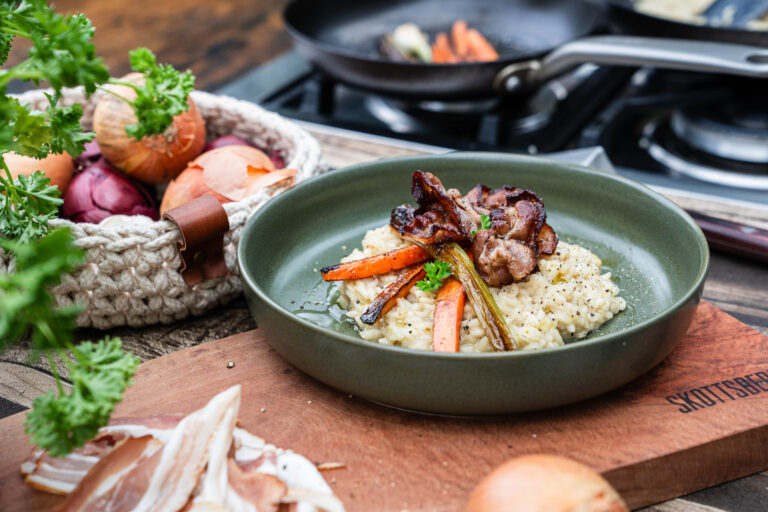 Bier-Risotto mit Karotten & Speck – cremig & herzhaft